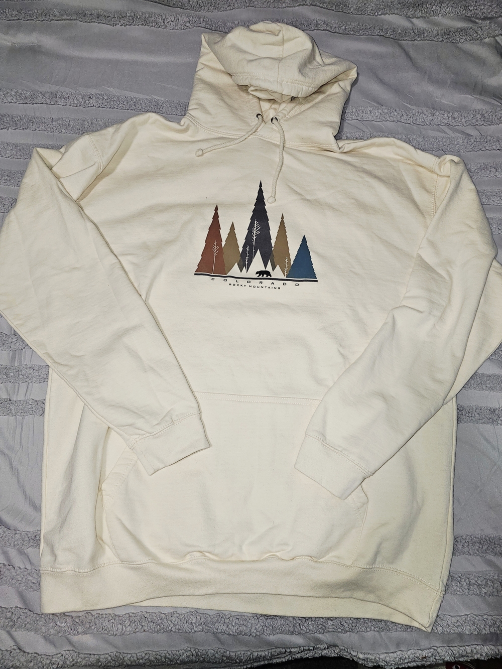 Colorado Rocky Mountains Graphic Hoodie Cream Off White - Size XL